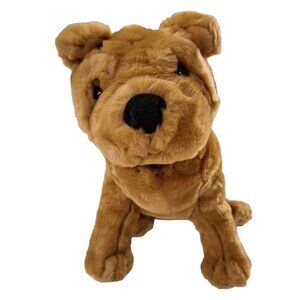 Kellytoy Brown Shar-pei Plush Dog 18" Large W Collar Realistic  Wrinkly Face